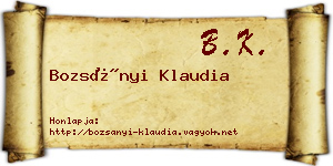 Bozsányi Klaudia névjegykártya
